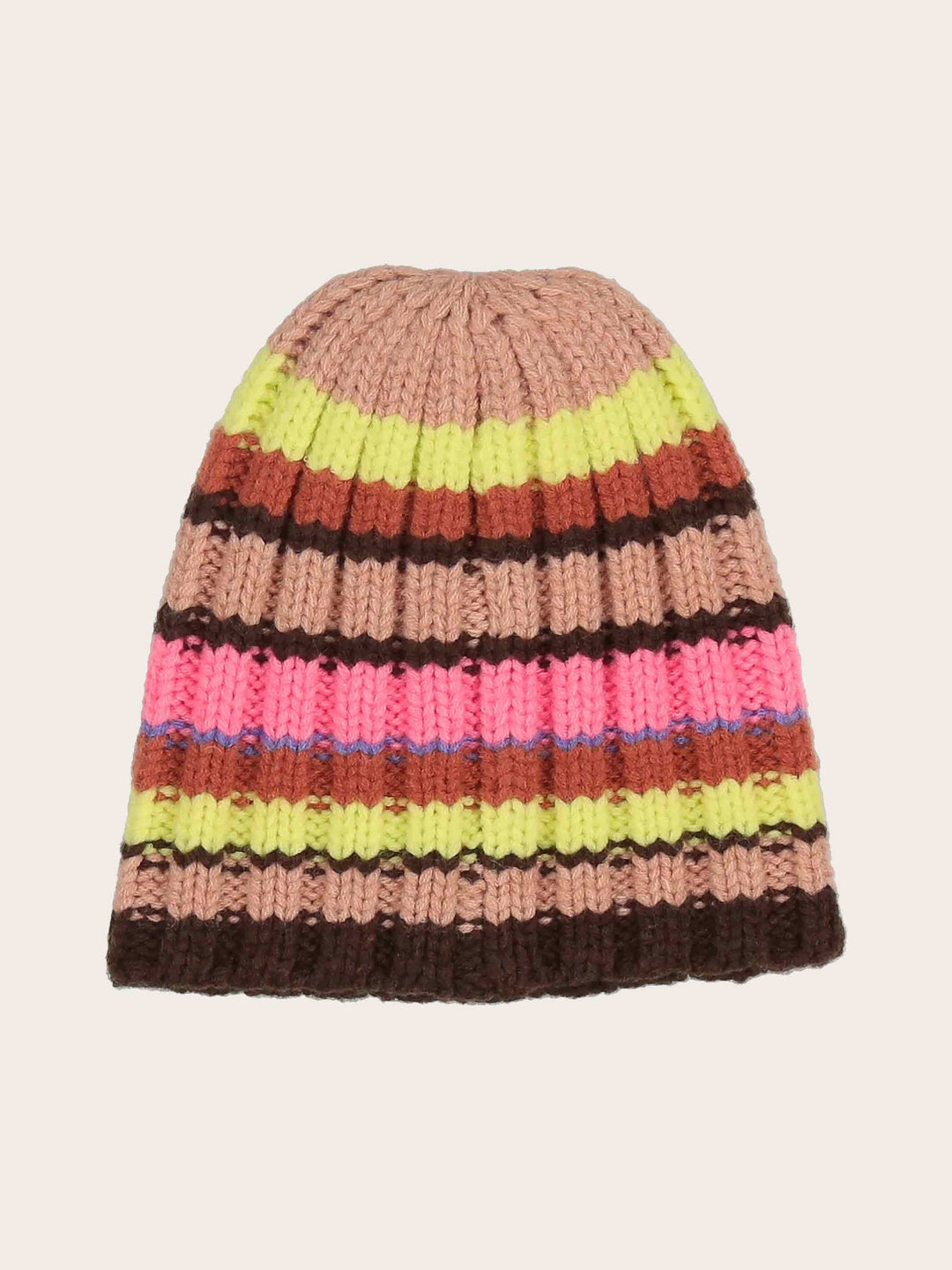 Gestreifte Strickmütze in Wollmischung