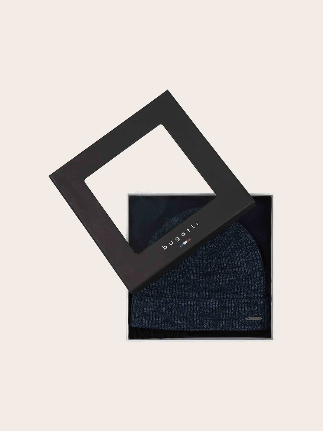 bugatti Geschenkset mit einfarbigem Beanie und Schal aus reiner Wolle