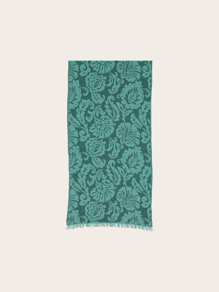 Stola mit Ranken-Muster in Baumwolle-Wolle-Mischung