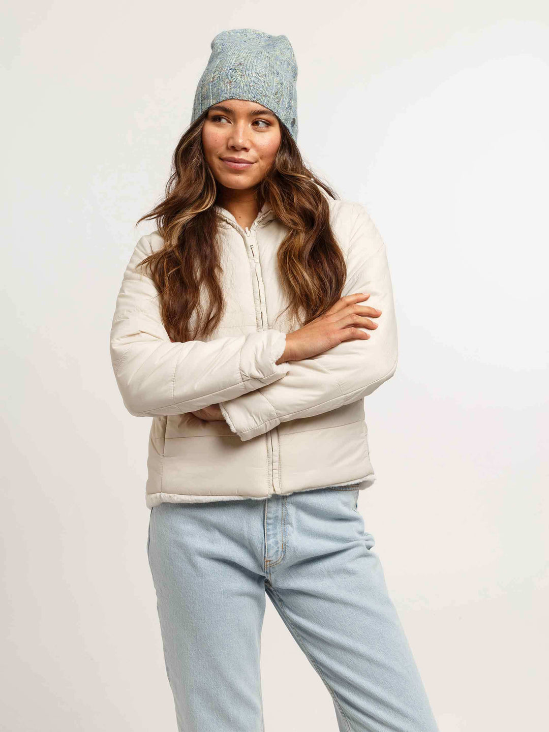 Melierte Strickmütze mit Glitzer