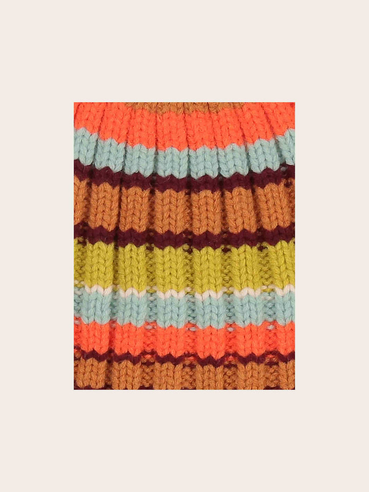 Gestreifte Strickmütze in Wollmischung
