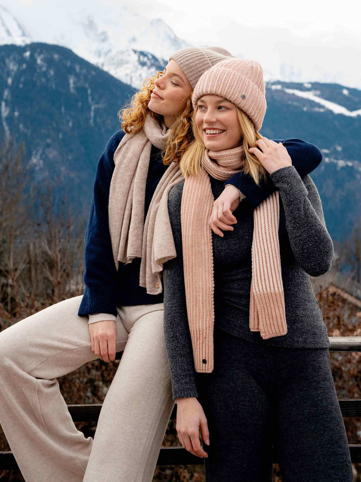 Gerippte Strickmütze mit Two-Tone-Effekt in Wollmischung