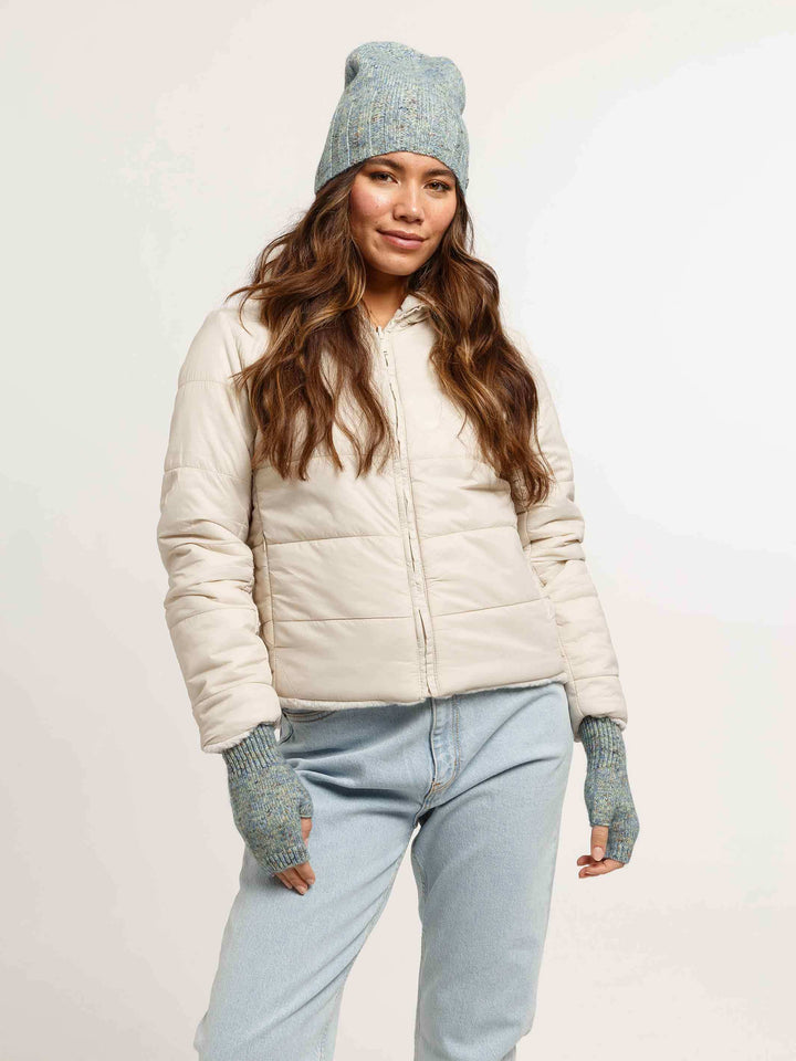 Gestrickte Stulpen mit Glitzer-Effekt