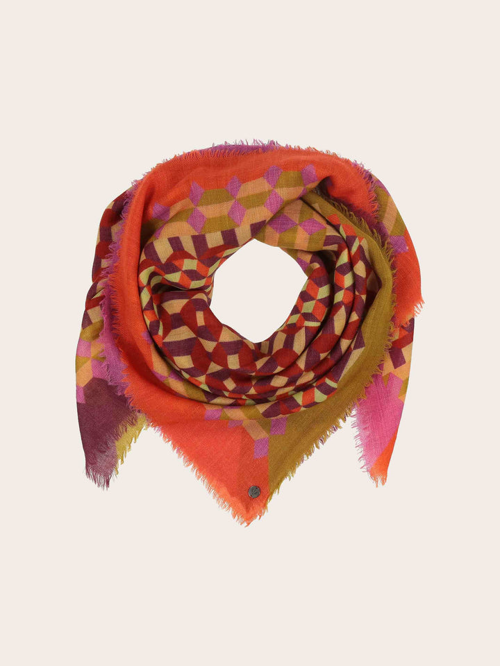 Tuch mit Muster-Mix aus reiner Wolle