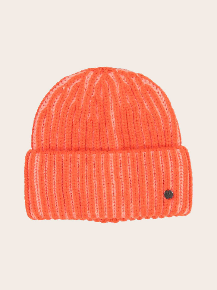 Gerippte Strickmütze mit Two-Tone-Effekt in Wollmischung