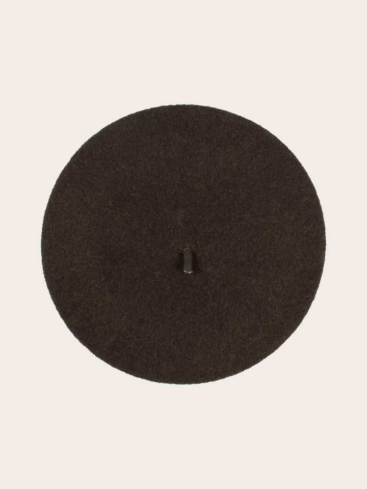 Loevenich Baskenmütze aus reiner Wolle mit Kunstlederband