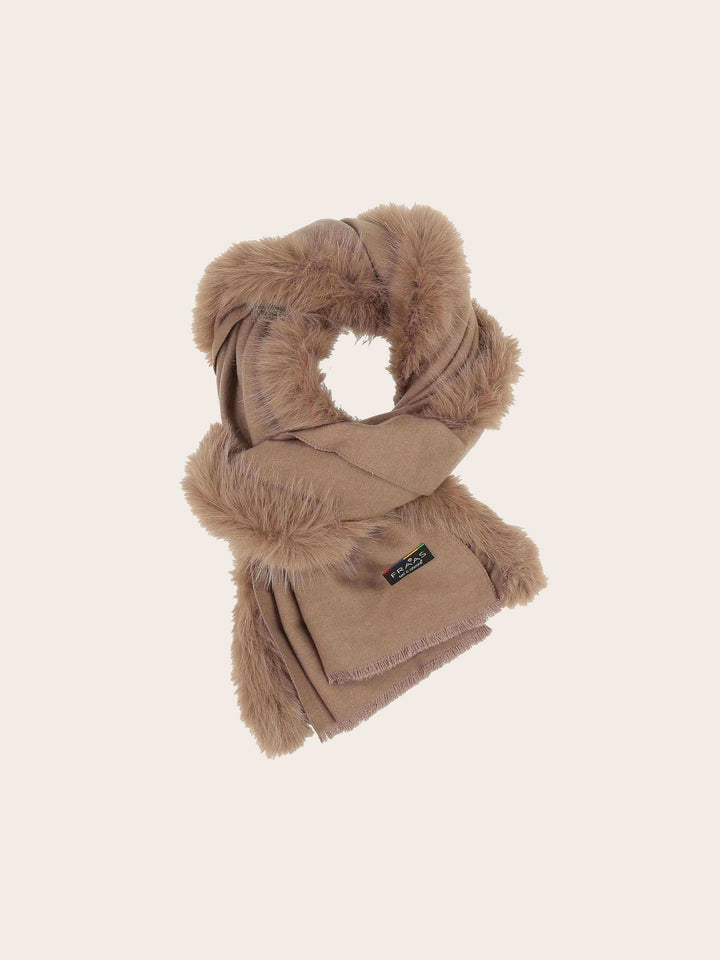 Einfarbiger Poncho mit Kunstfell-Rand