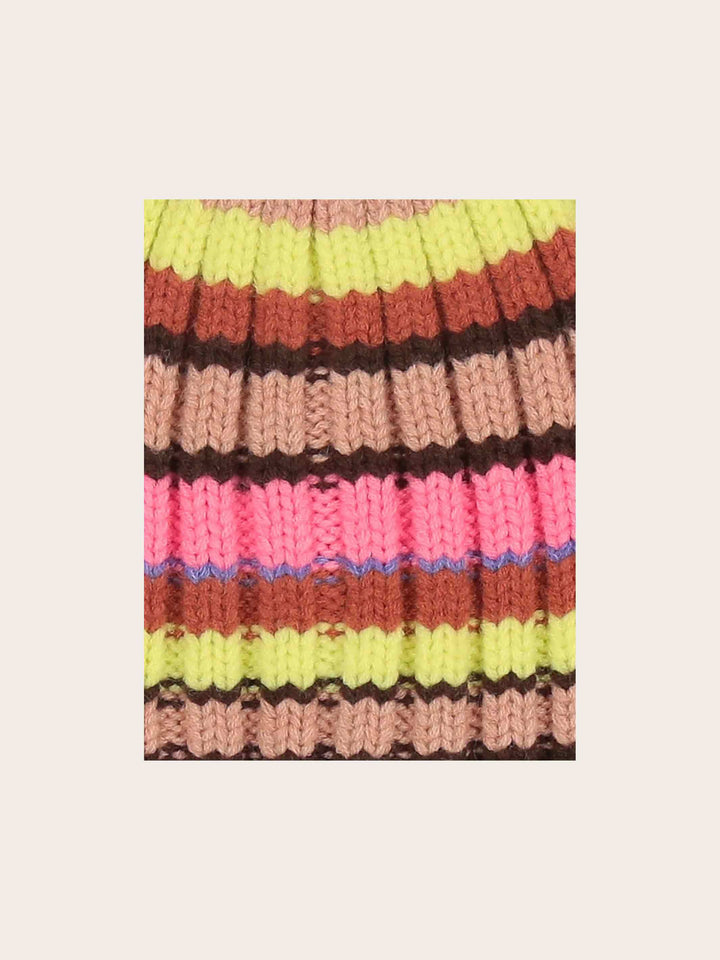 Gestreifte Strickmütze in Wollmischung