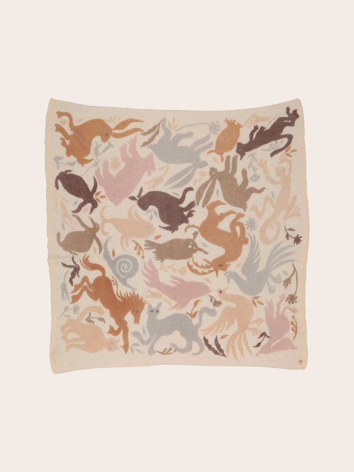 Tuch mit Tier-Motiven aus reiner Wolle