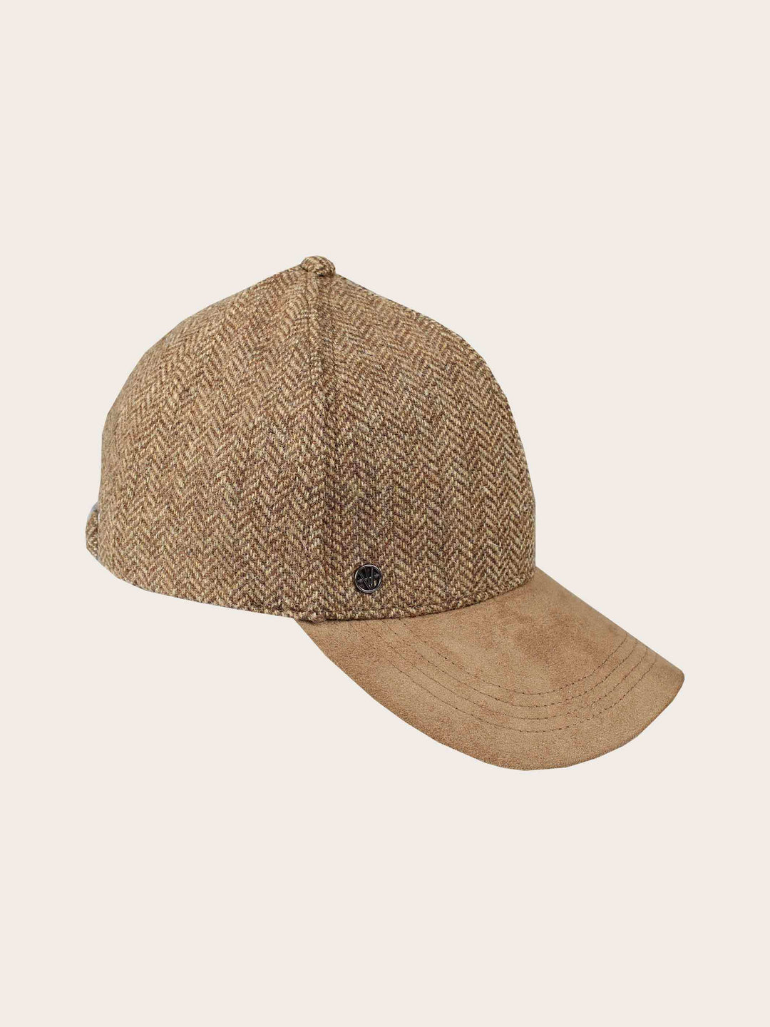 Loevenich Baseballkappe aus Wolle mit Fischgrät-Design und Kunstlederschirm