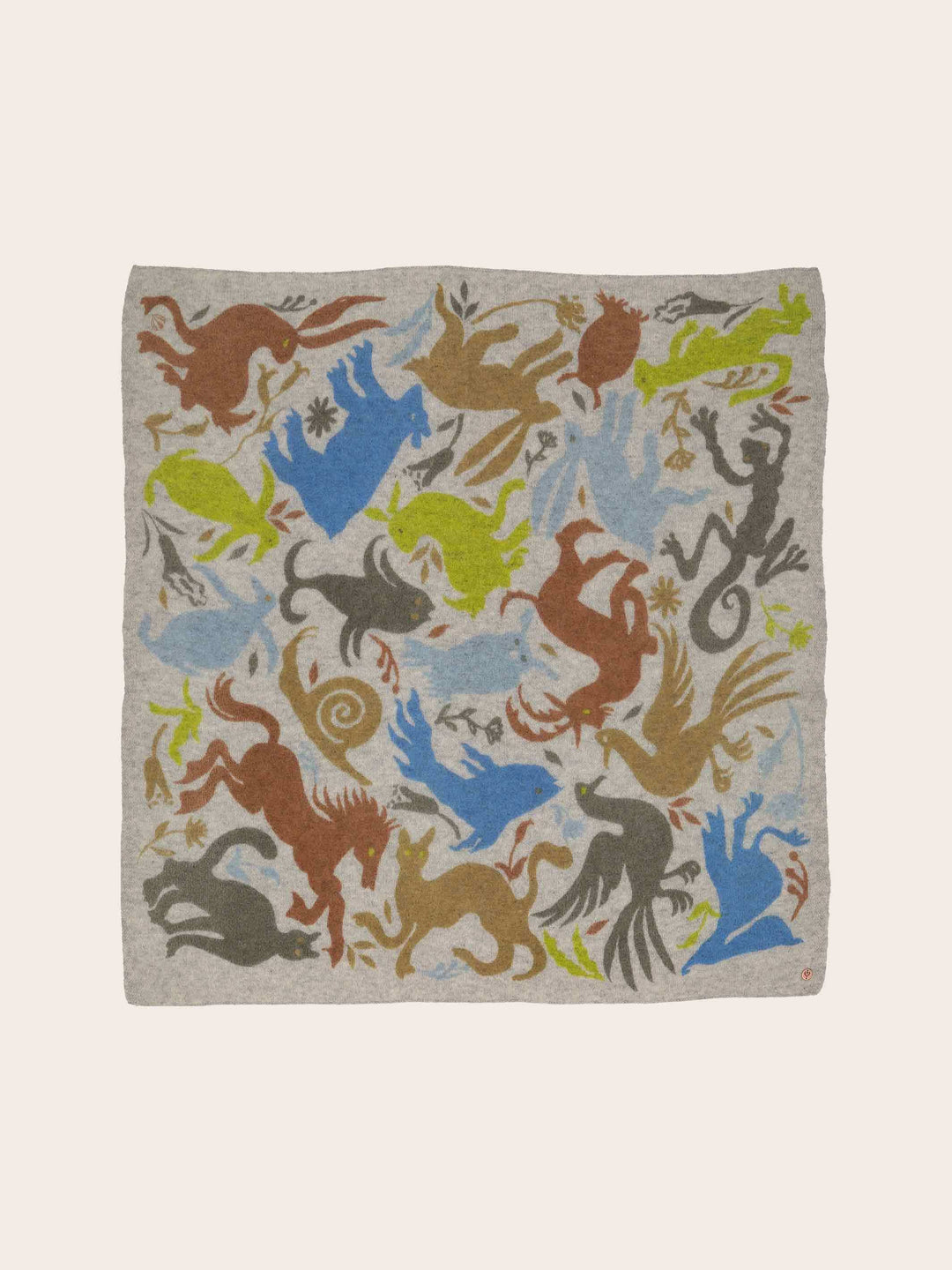 Tuch mit Tier-Motiven aus reiner Wolle