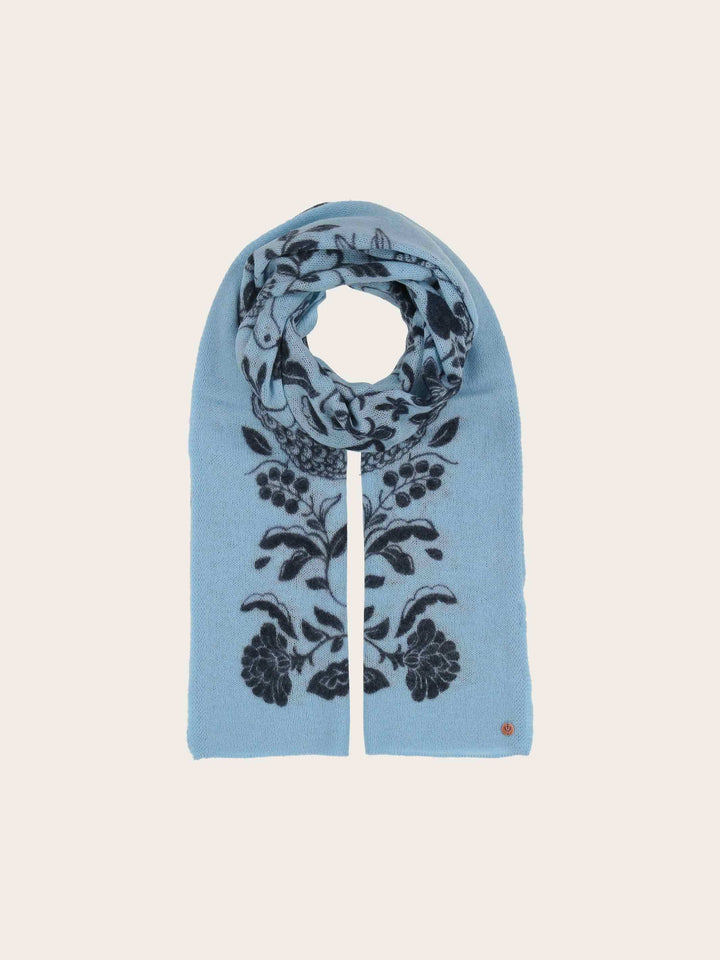 Strick-Stola mit Tier- und Pflanzen-Motiv aus reiner Wolle