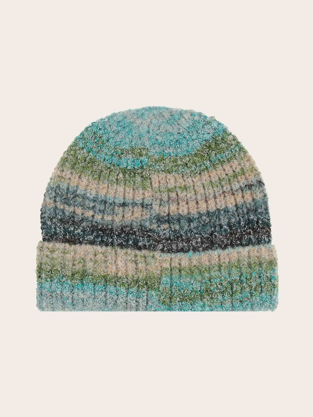 Elastische Loevenich Beanie mit buntem Strickmuster