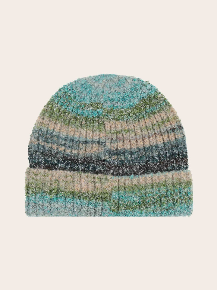 Elastische Loevenich Beanie mit buntem Strickmuster