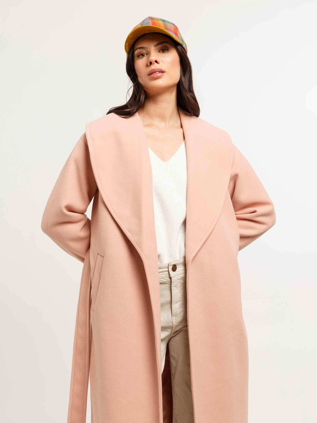 Loevenich Basballkappe aus Wolle mit buntem Karo-Design und Kunstlederschirm