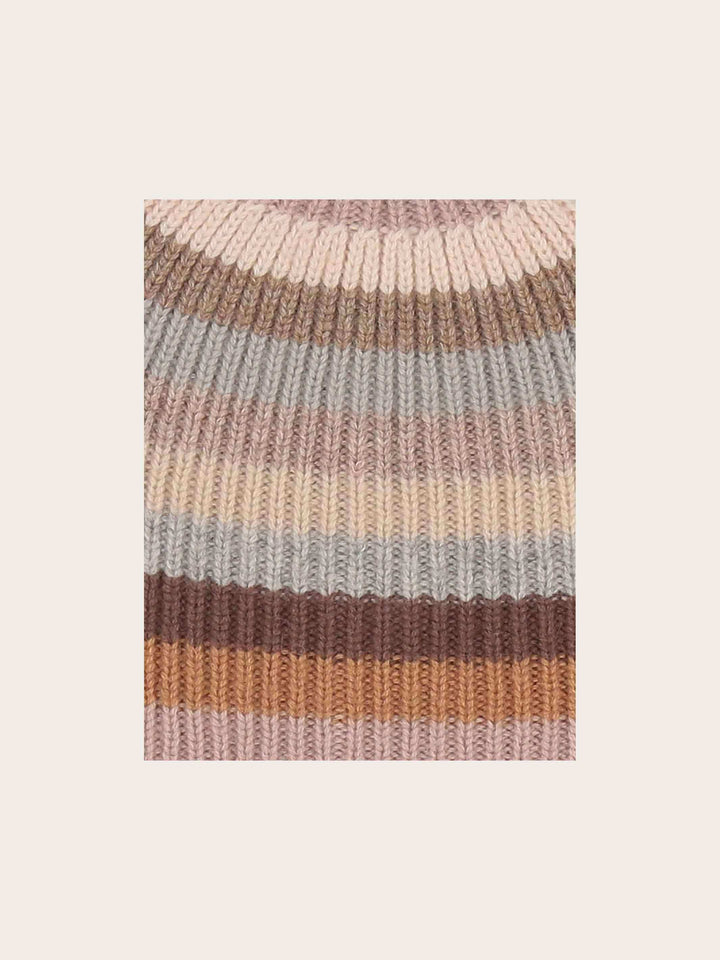 Gestreifte Strickmütze aus reiner Wolle