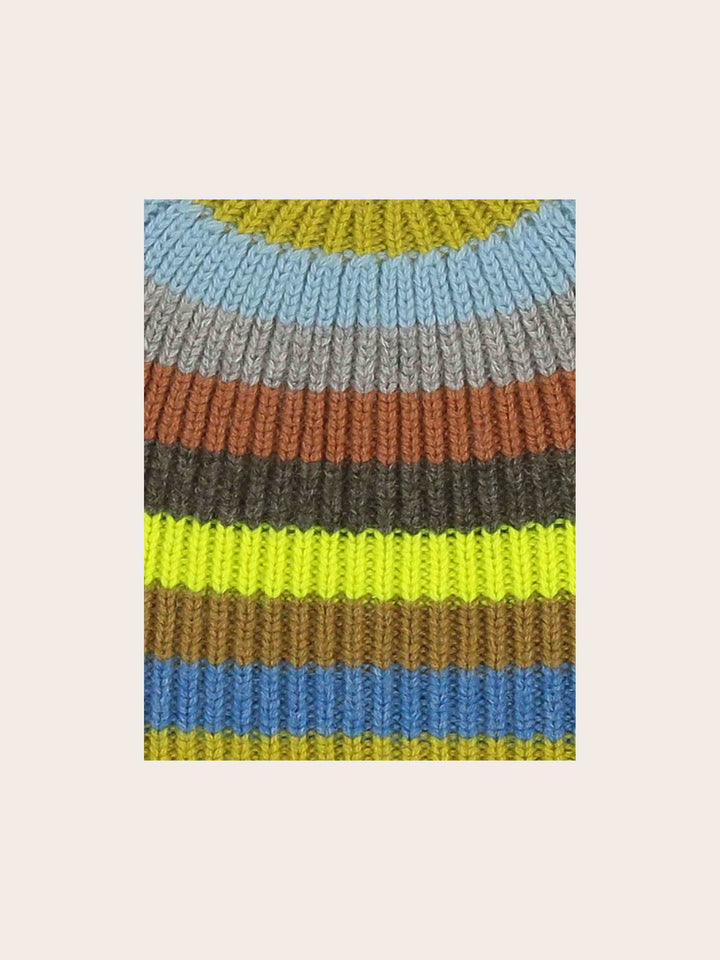 Gestreifte Strickmütze aus reiner Wolle