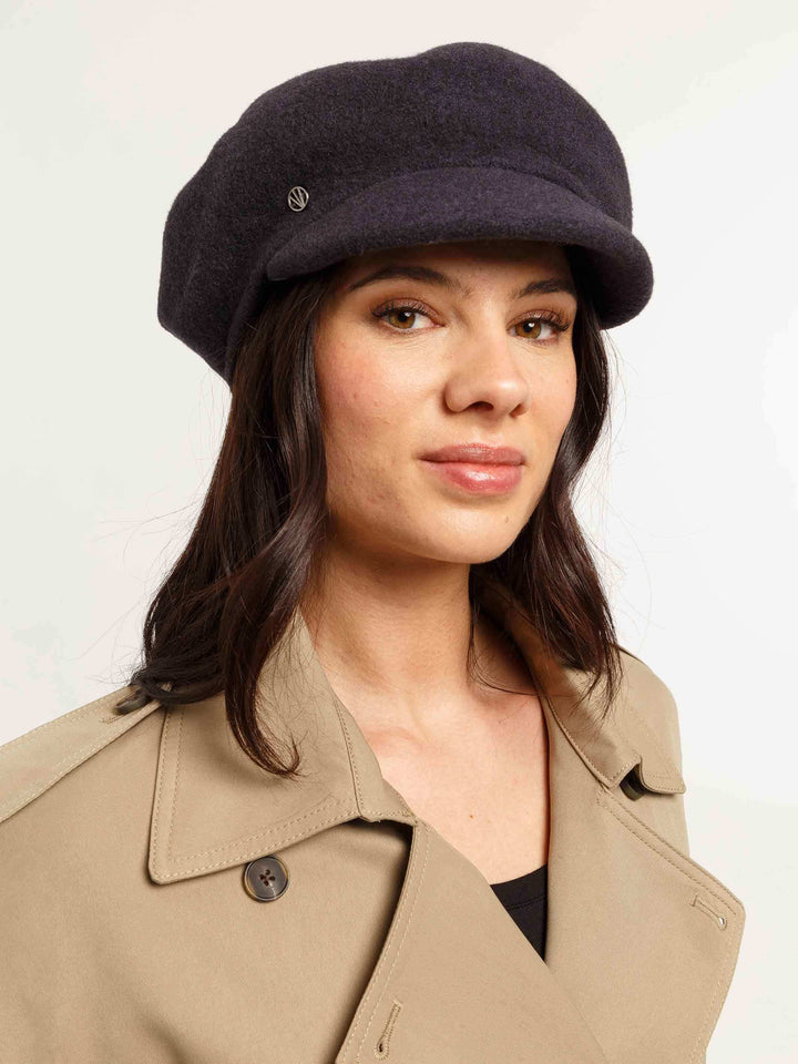 Einfarbige Loevenich Baker Boy Kappe aus reiner Wolle