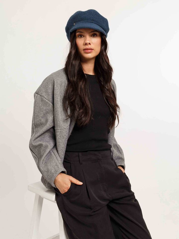 Einfarbige Loevenich Baker Boy Kappe aus reiner Wolle