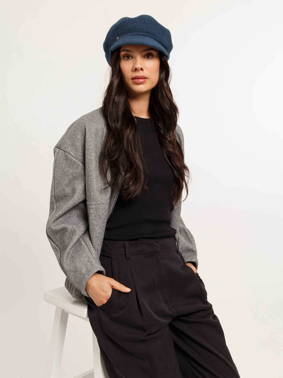 Einfarbige Loevenich Baker Boy Kappe aus reiner Wolle