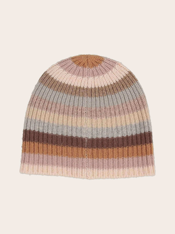 Gestreifte Strickmütze aus reiner Wolle