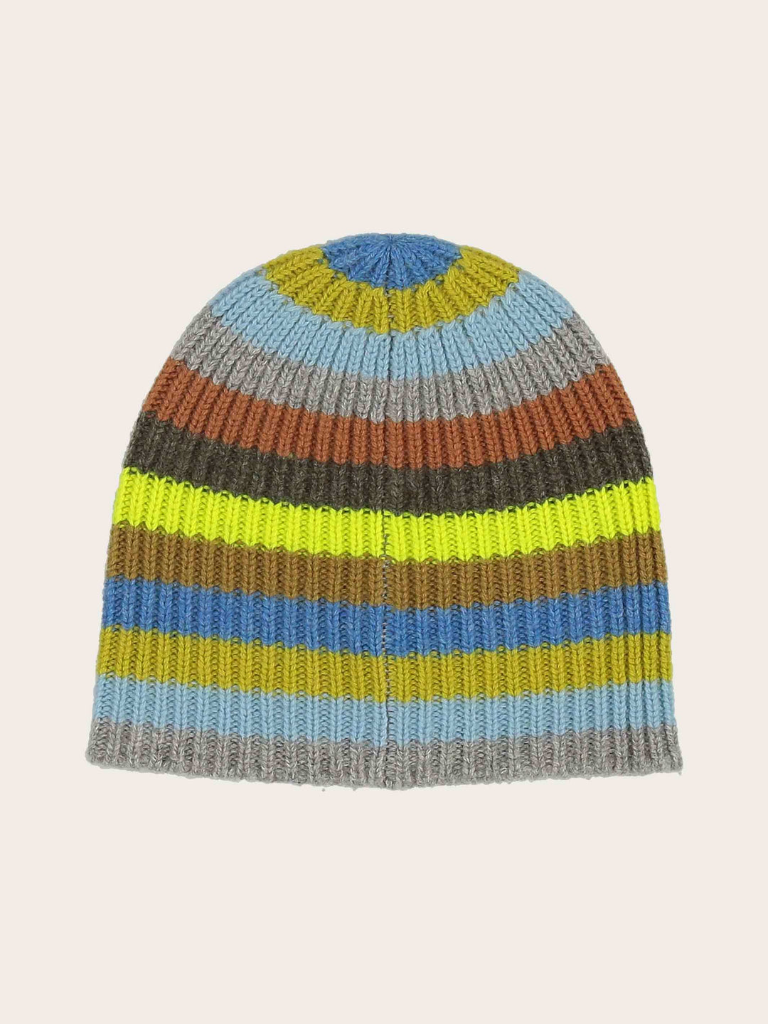 Gestreifte Strickmütze aus reiner Wolle