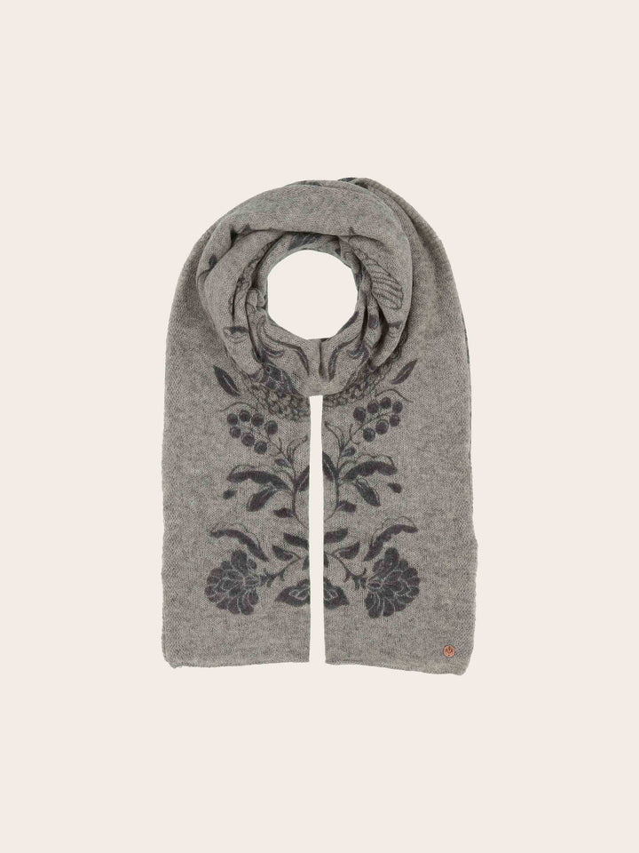 Strick-Stola mit Tier- und Pflanzen-Motiv aus reiner Wolle