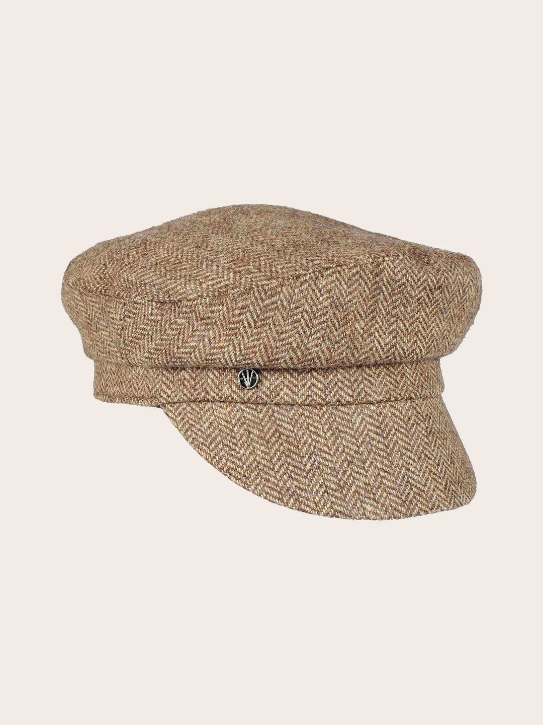 Gefütterte Loevenich Kapitänsmütze aus Wolle mit Fischgrät-Design