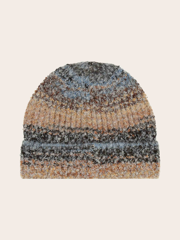 Elastische Loevenich Beanie mit buntem Strickmuster