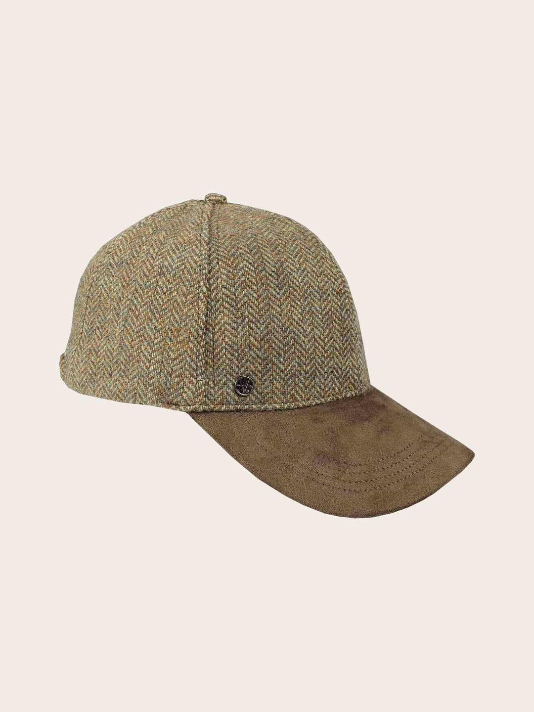 Loevenich Baseballkappe aus Wolle mit Fischgrät-Design und Kunstlederschirm