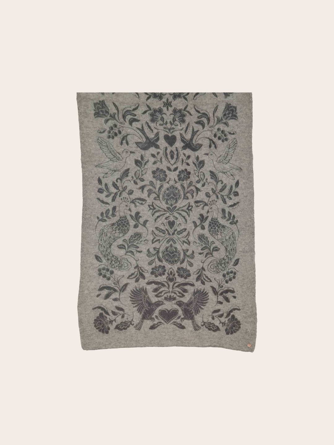 Strick-Stola mit Tier- und Pflanzen-Motiv aus reiner Wolle