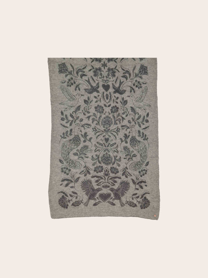 Strick-Stola mit Tier- und Pflanzen-Motiv aus reiner Wolle