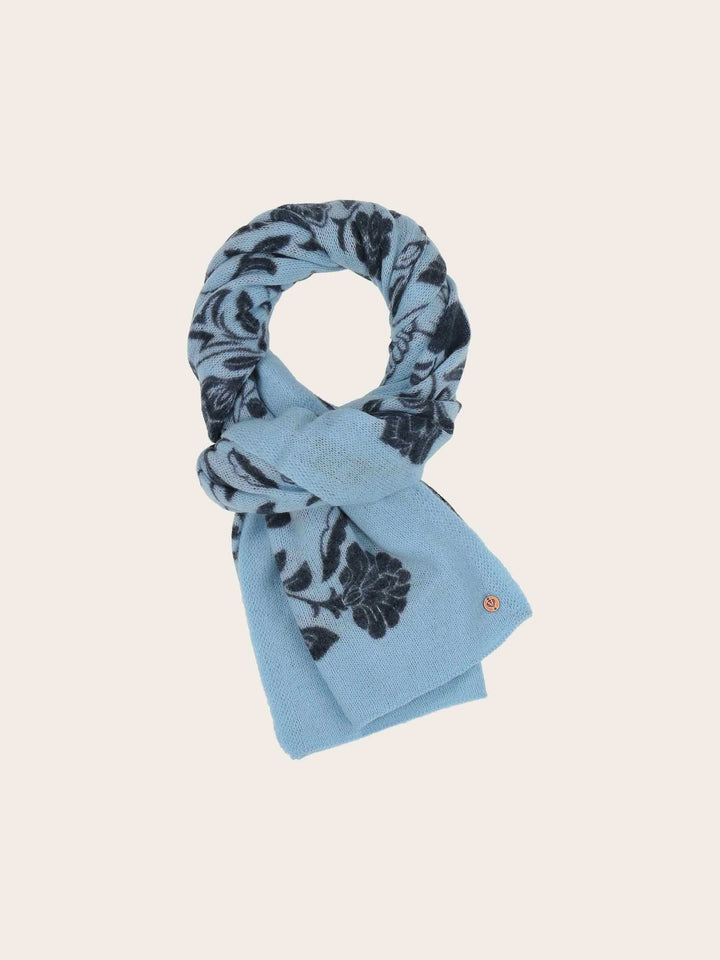 Strick-Stola mit Tier- und Pflanzen-Motiv aus reiner Wolle