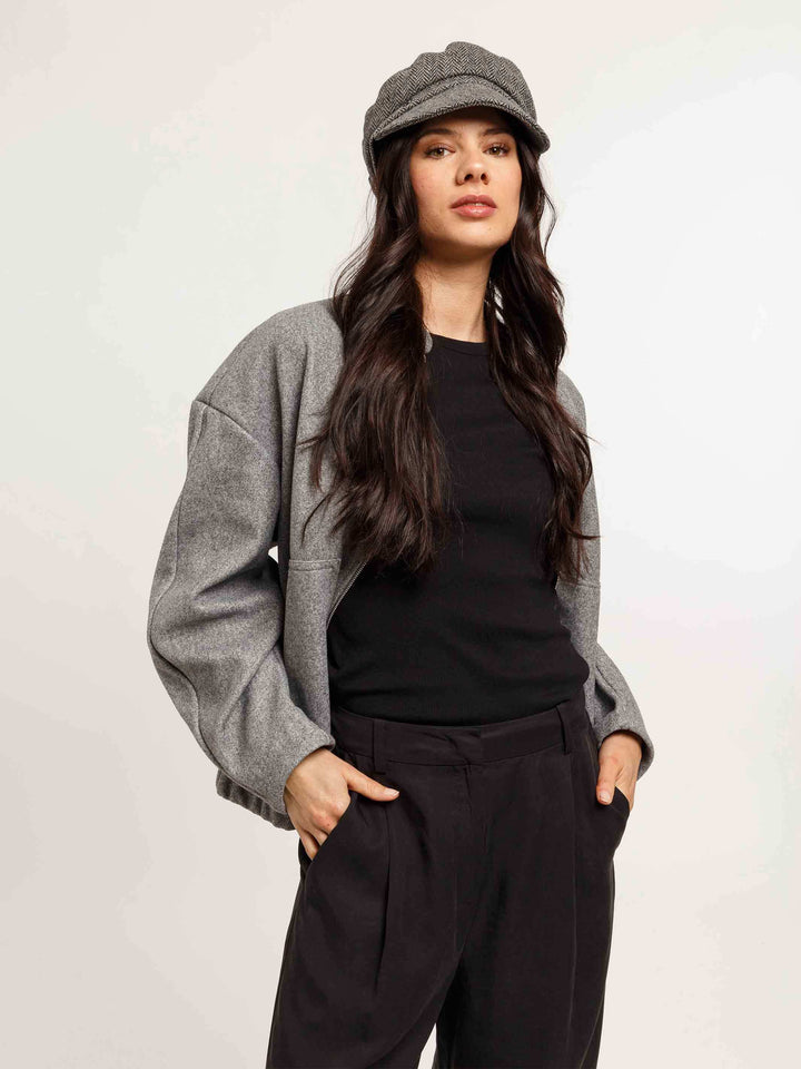 Gefütterte Loevenich Kapitänsmütze aus Wolle mit Fischgrät-Design