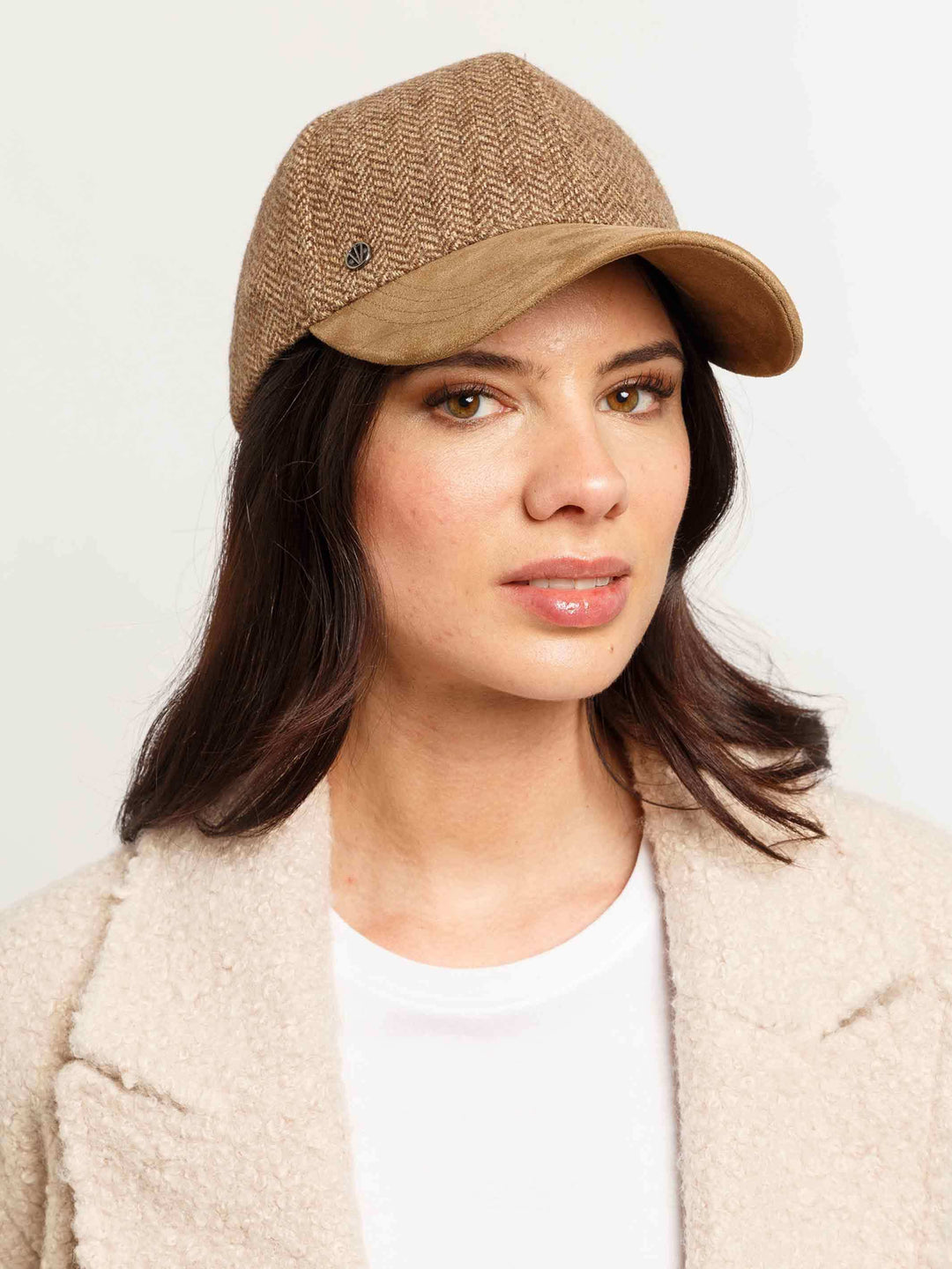 Loevenich Baseballkappe aus Wolle mit Fischgrät-Design und Kunstlederschirm