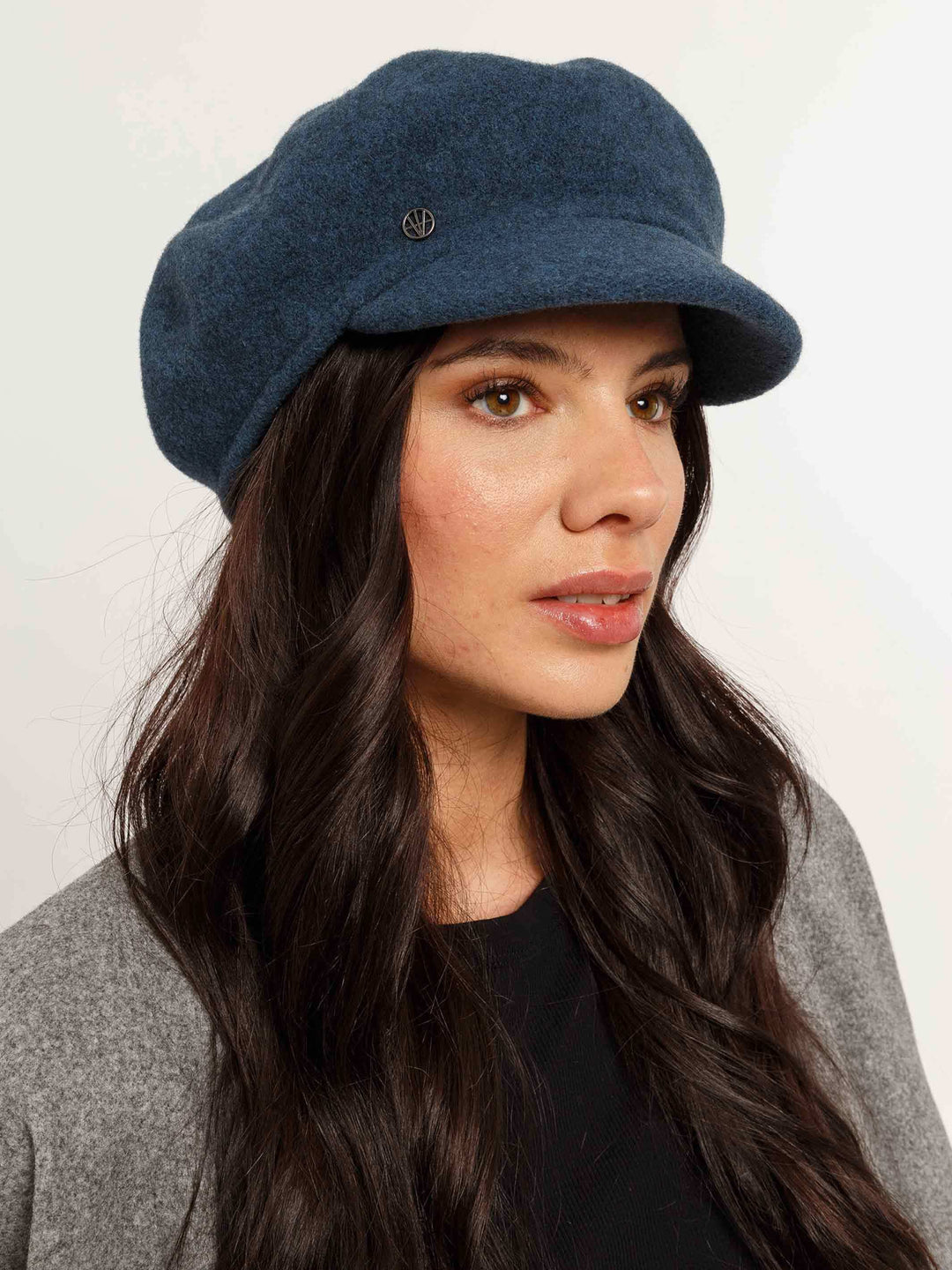 Einfarbige Loevenich Baker Boy Kappe aus reiner Wolle