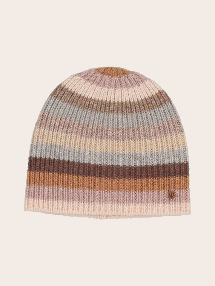Gestreifte Strickmütze aus reiner Wolle