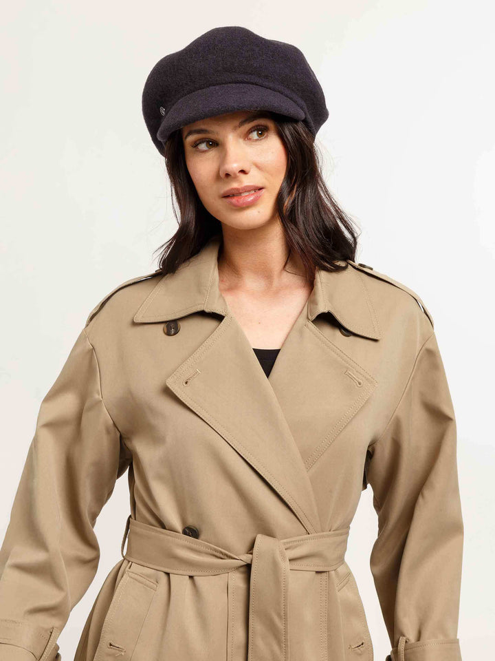 Einfarbige Loevenich Baker Boy Kappe aus reiner Wolle