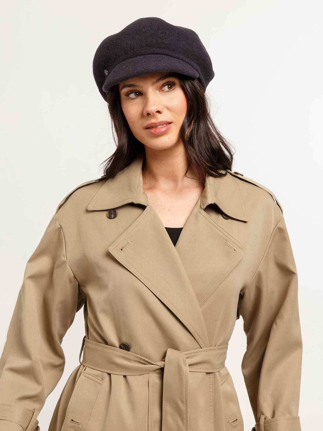 Einfarbige Loevenich Baker Boy Kappe aus reiner Wolle