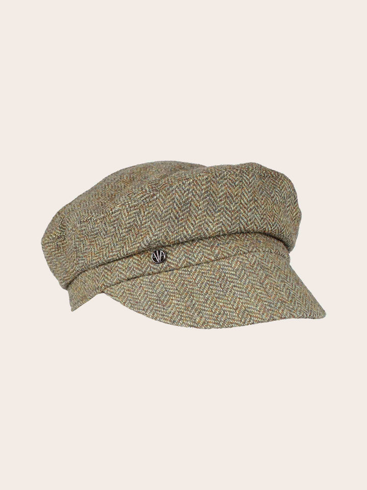 Gefütterte Loevenich Kapitänsmütze aus Wolle mit Fischgrät-Design