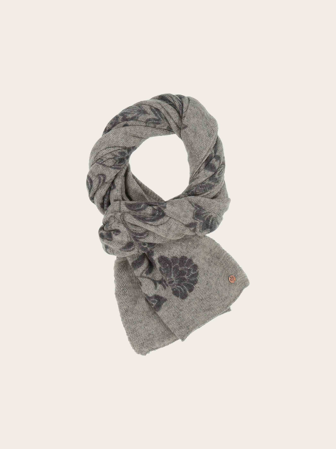 Strick-Stola mit Tier- und Pflanzen-Motiv aus reiner Wolle