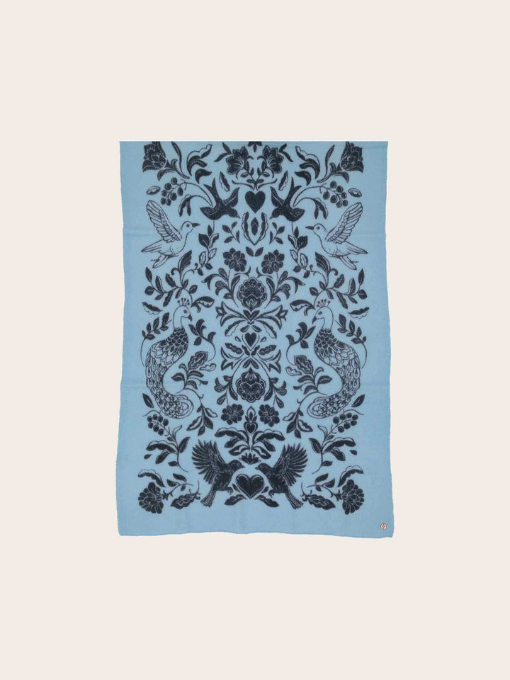 Strick-Stola mit Tier- und Pflanzen-Motiv aus reiner Wolle