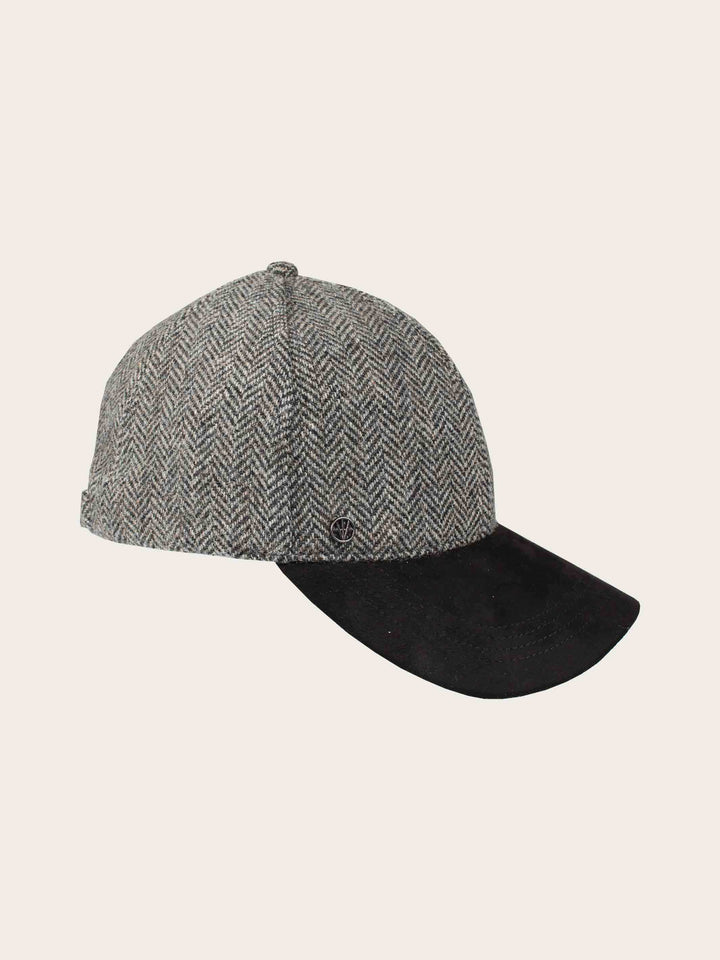 Loevenich Baseballkappe aus Wolle mit Fischgrät-Design und Kunstlederschirm