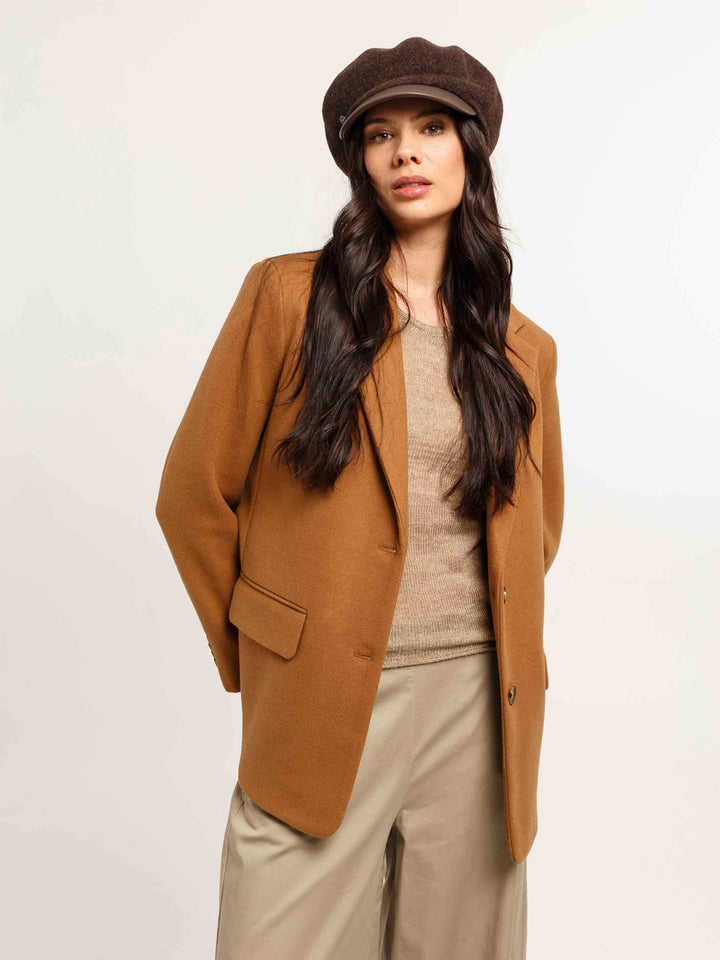 Loevenich Ballonmütze aus Wolle mit Schirm aus Lederimitat