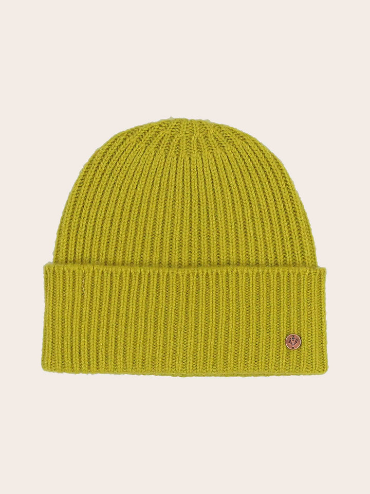 Grobstrick-Mütze mit breiter Krempe aus reiner Wolle