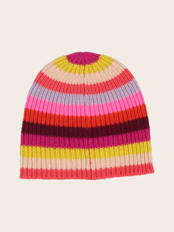 Gestreifte Strickmütze aus reiner Wolle