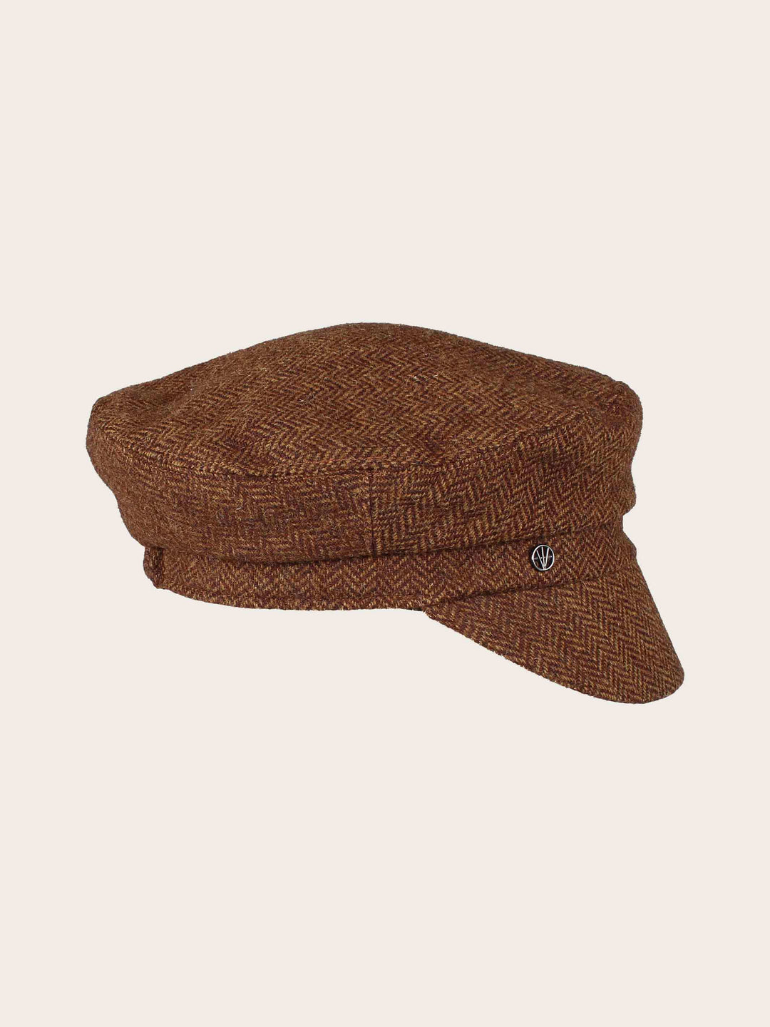 Gefütterte Loevenich Kapitänsmütze aus Wolle mit Fischgrät-Design