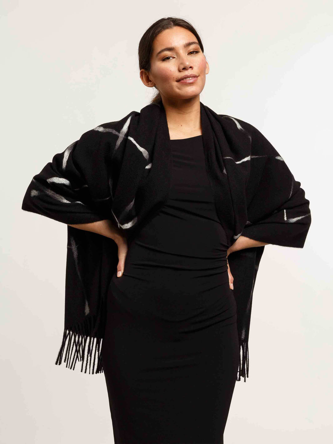 Cashmink-Stola mit Window Pane Karo