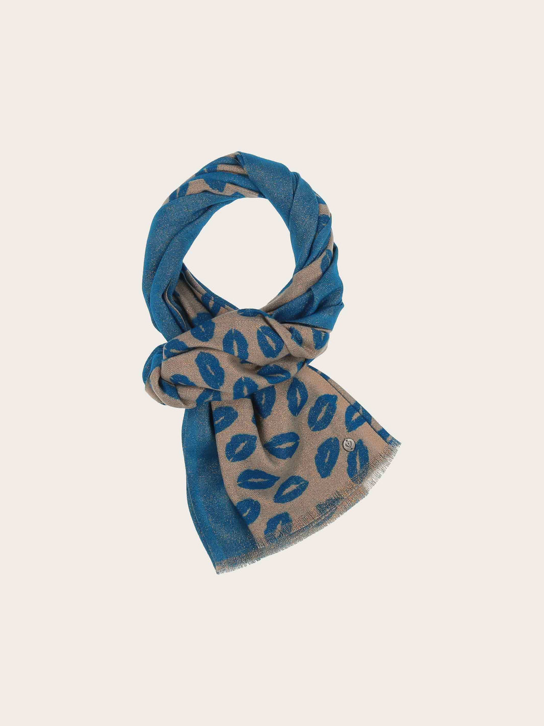 Glitzernder Doubleface-Schal mit Kussmund-Print