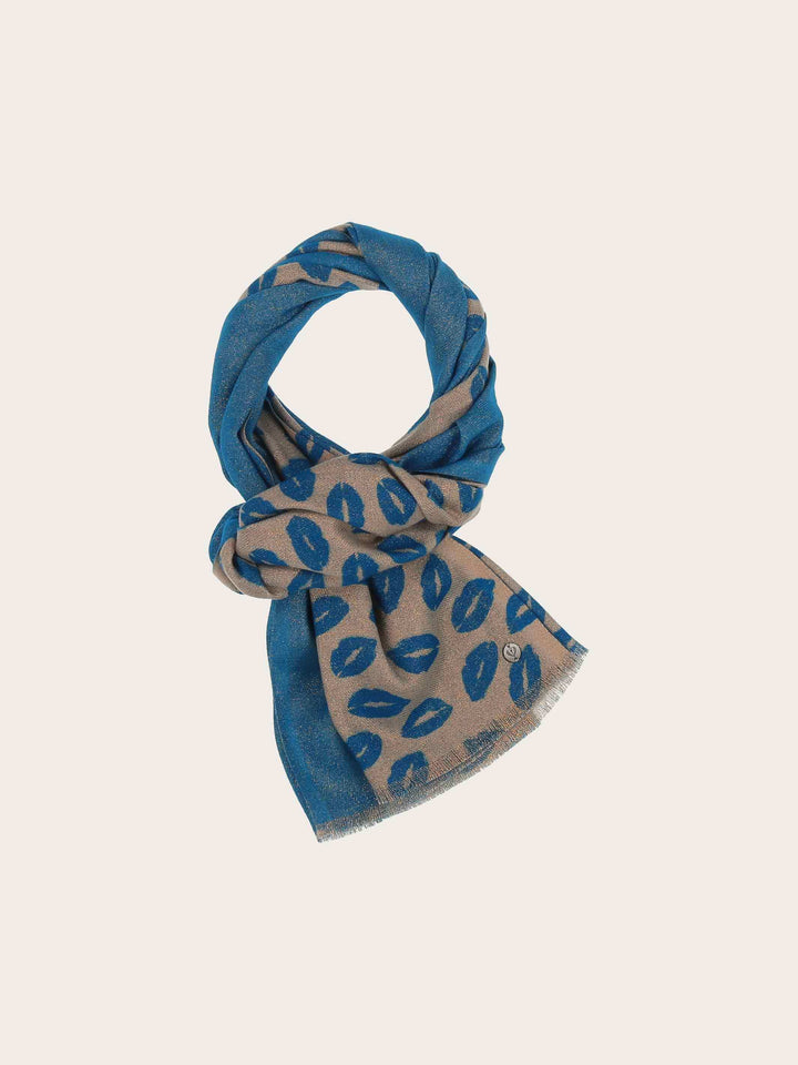 Glitzernder Doubleface-Schal mit Kussmund-Print